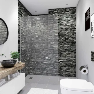 Breuer Duschrückwand Mauer-Optik dunkel Dekor 150 x 255 x 0,3 cm