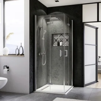 Breuer Panorama Eckeinstieg Drehfalttür 90 x 90, Alu chromeffekt