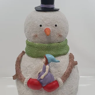 Dekofigur Schneemann mit grünem Schal 61 x 35,5 x 33,5 cm