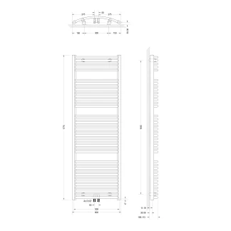 Schulte Badheizkörper Miami Rund 177,5 x 60 cm 1224 Watt