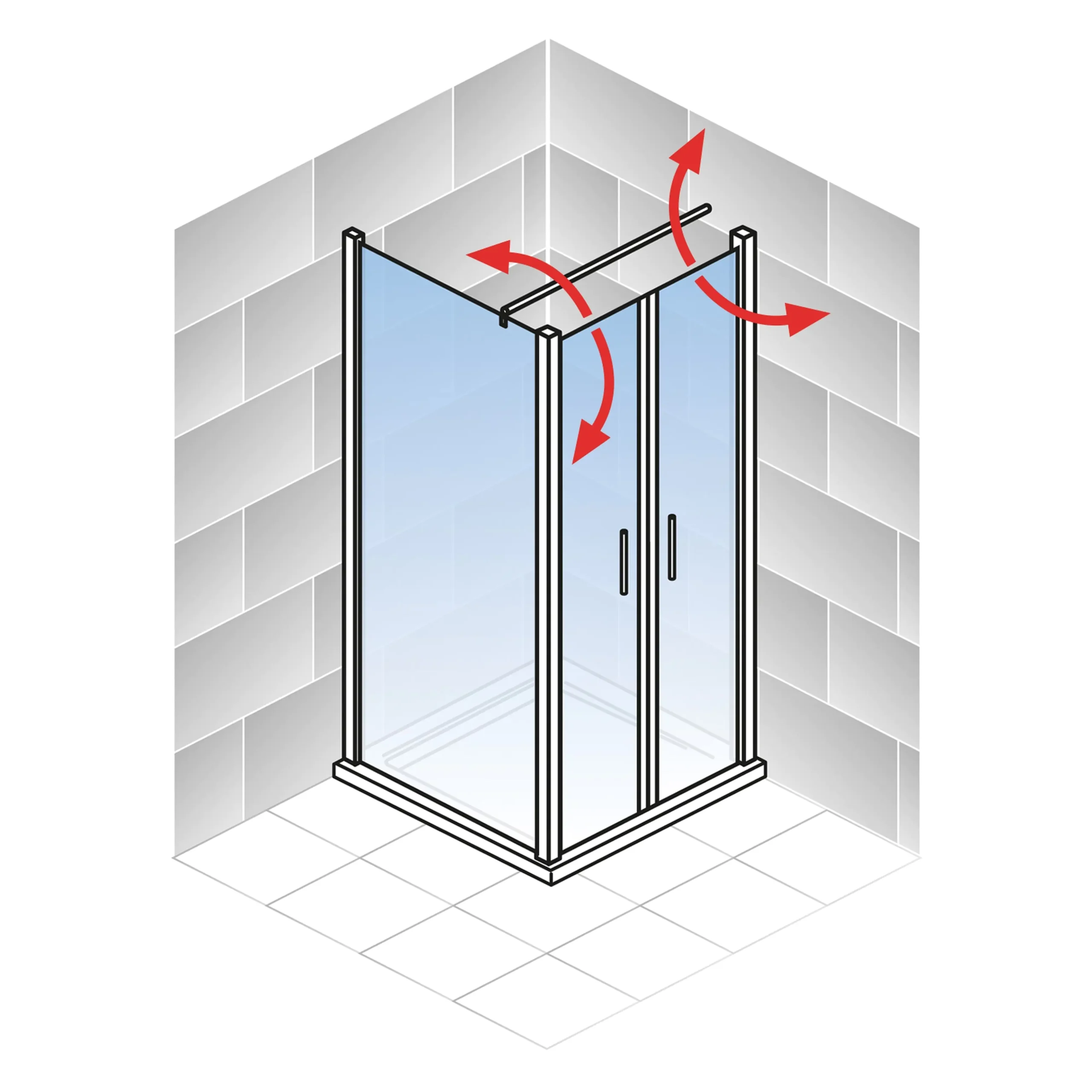 Schulte Pendeltür und Seitenwand links 80 x 80 x 200 cm Garant 2.0 mattschwarz Türanschlag rechts