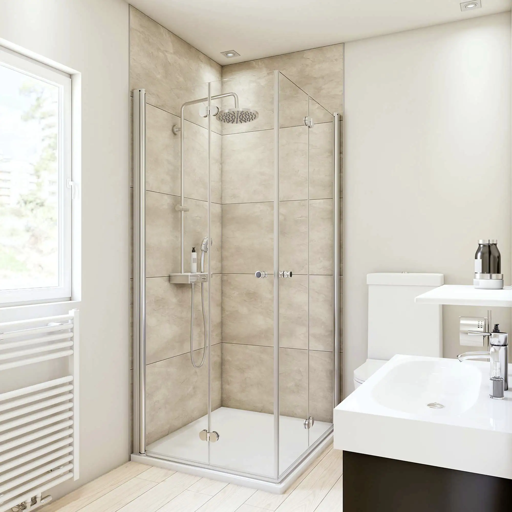 Breuer Duschrückwand Große Fliese beige Dekor 150 x 255 x 0,3 cm