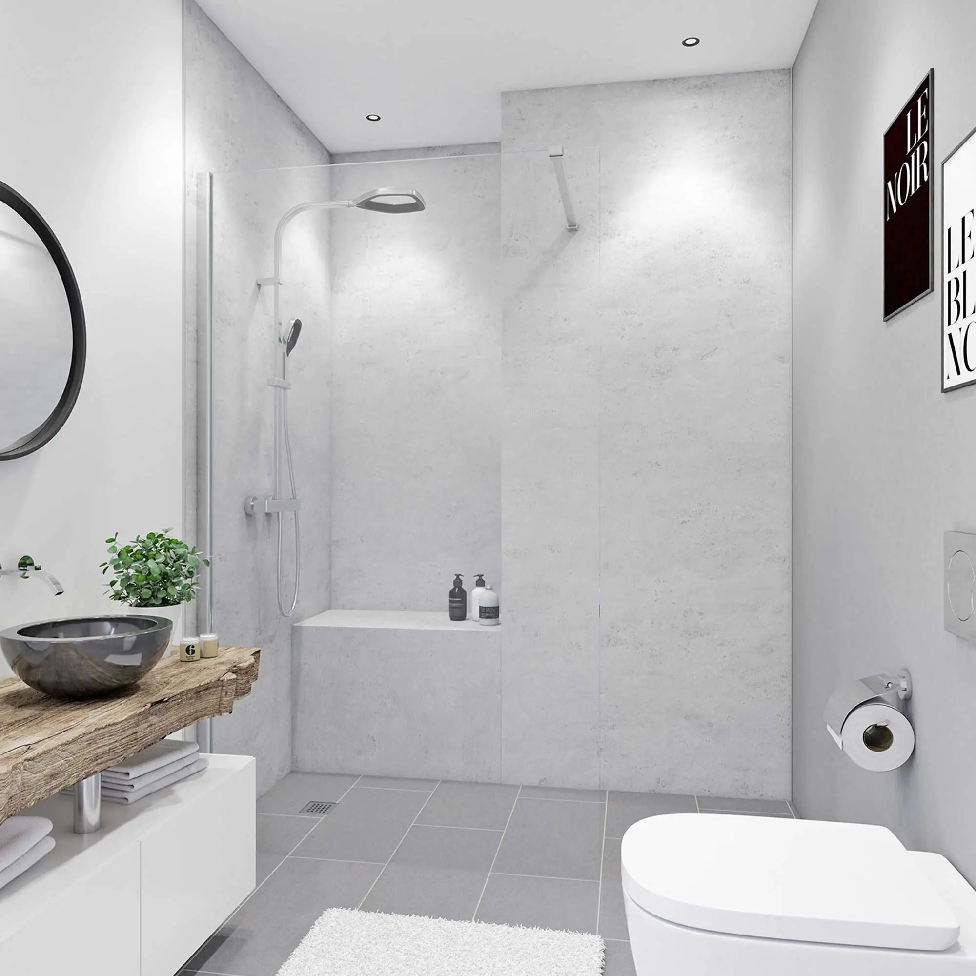 Breuer Duschrückwand Hochglanz Marmor grau Dekor 100 x 255 x 0,3 cm