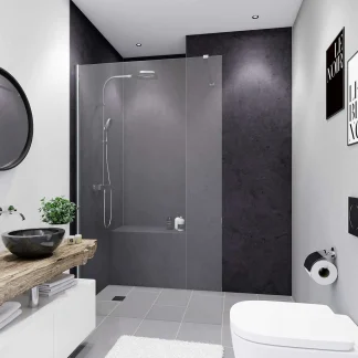 Breuer Duschrückwand Soft-Touch Stein Anthrazit Dekor 100 x 210 x 0,3 cm