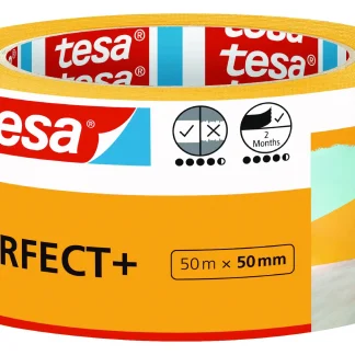 tesa Malerband Perfect+ 50 m x 50 mm, gelb