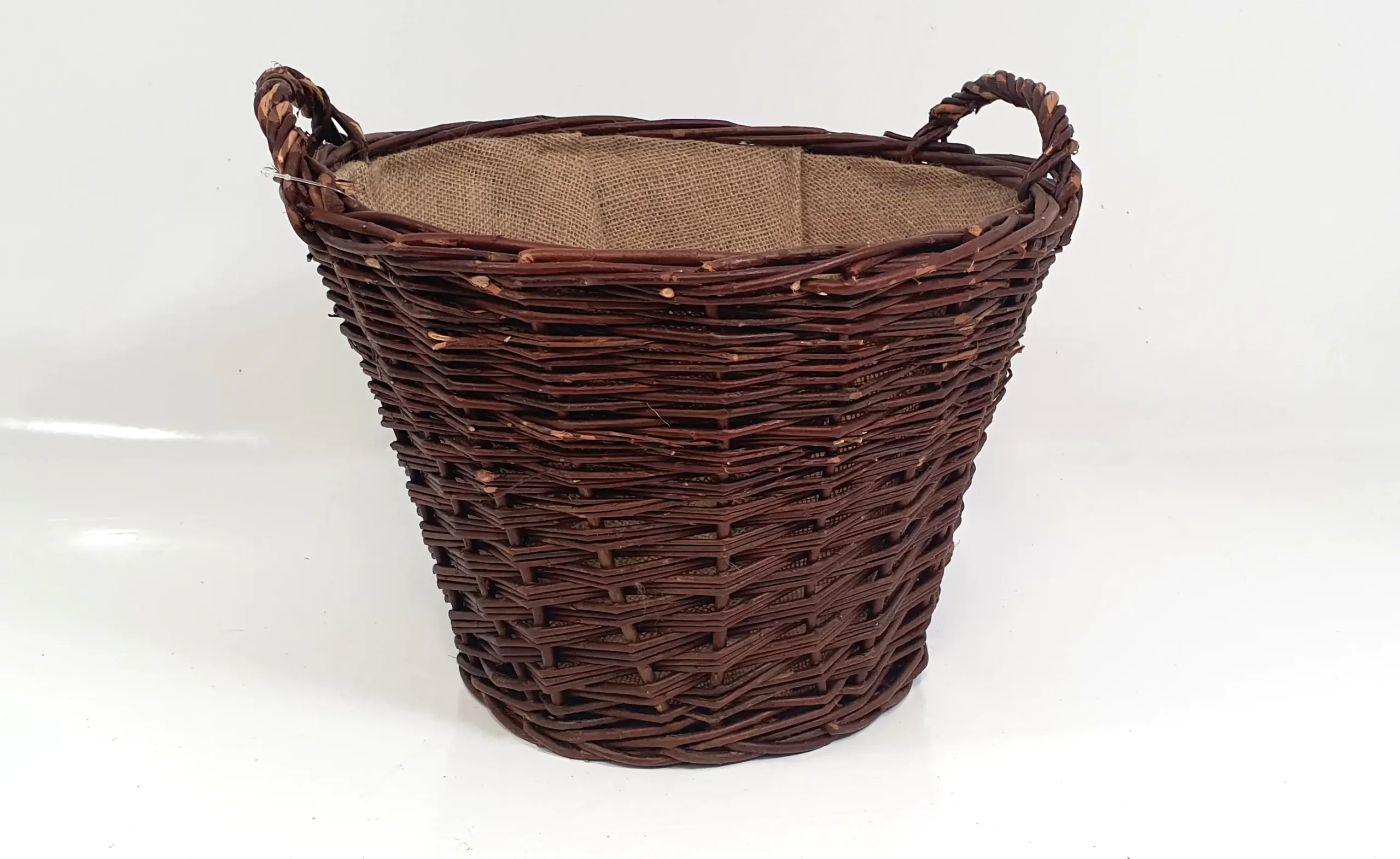 Aufbewahrungskorb Kiepe braun mit Jute klein