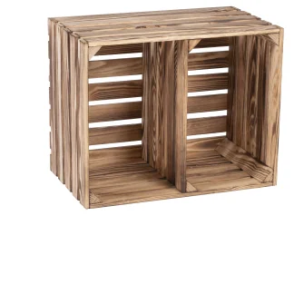 iWerk Holzkiste Geflammt mit Mittelbrett 50 x 40 x 30 cm