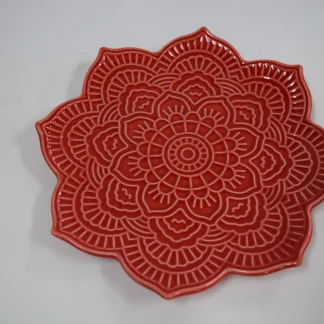 TrendLine Keramik Deko Teller 23,5 x 23,5 x 3,5 cm, rot