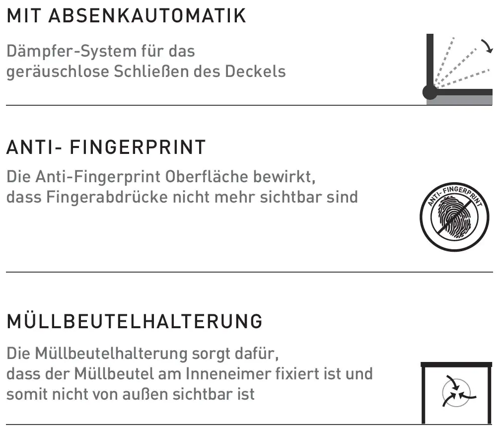 Primaster Treteimer Luna 5 l anthrazit