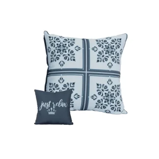 Primaster Wendekissen New Tiles 45 x 45 cm, blau-weiß