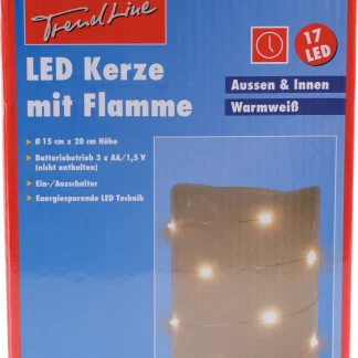 TrendLine LED Kerze mit Flamme 20 x Ø 15 cm warmweiß Außen mit Timer