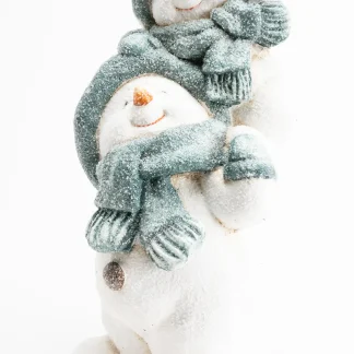 TrendLine Dekofigur Schneemann weiß türkis 32 cm