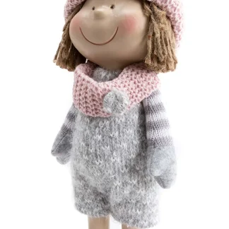 TrendLine Dekofigur Kind 15 x 12 x 42 cm grau-rosa