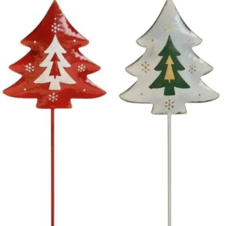 TrendLine Dekostecker Metall Tannenbaum 90 cm rot-weiß