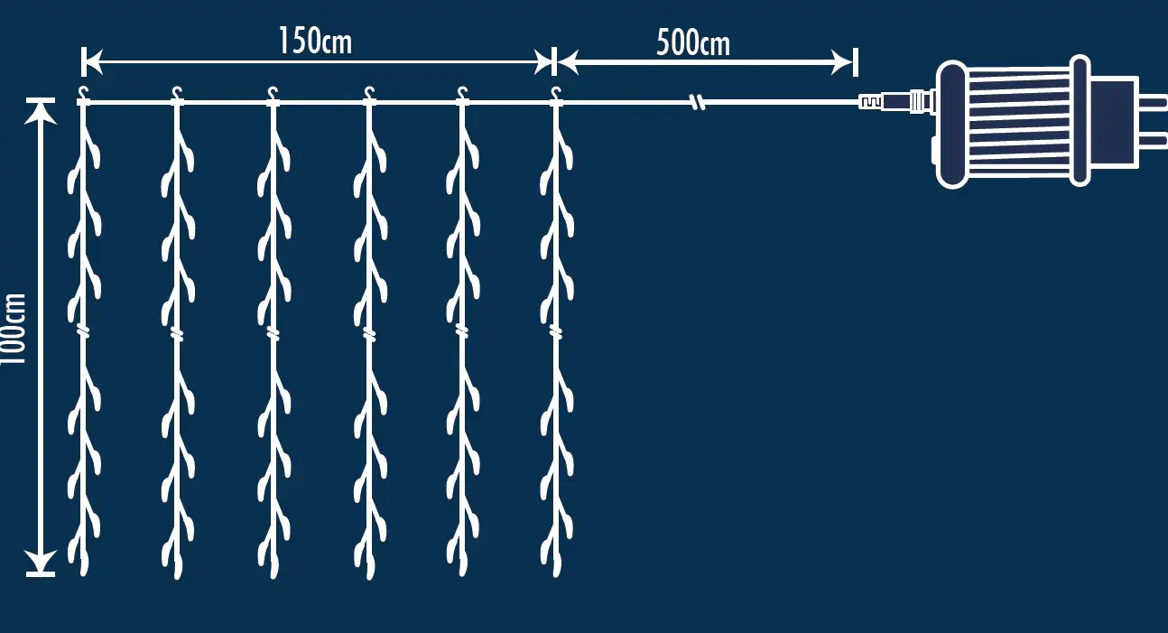 TrendLine LED-Lichtervorhang Mini Außen 1,5 x 1 m warmweiß mit Timer