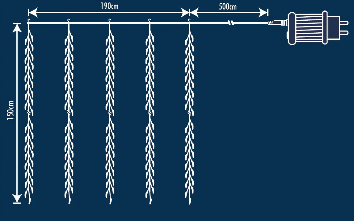 TrendLine LED-Lichtervorhang Micro Außen 1,9 x 1,5 m warmweiß mit Timer