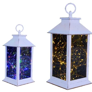 TrendLine LED Laterne weiß 34 x 14 cm warmweiß-bunt Außen mit Timer