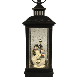 TrendLine LED Laterne Schneemann schwarz 28 x 9,5 cm warmweiß mit Timer