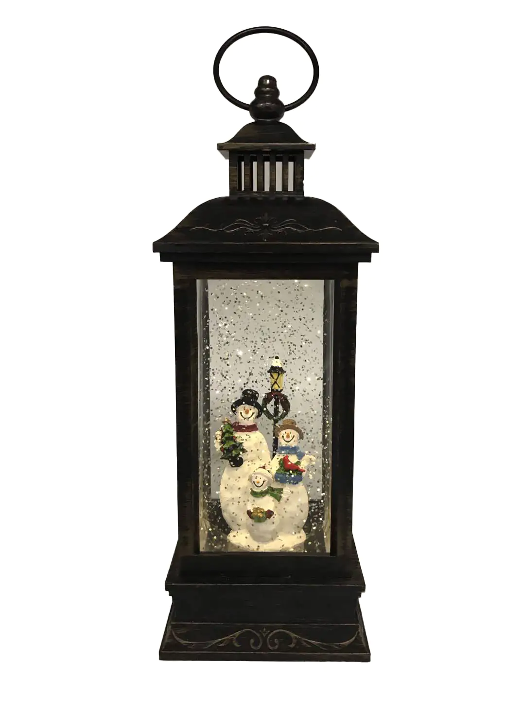 TrendLine LED Laterne Schneemann schwarz 28 x 9,5 cm warmweiß mit Timer