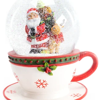TrendLine Schneekugel Tasse 15 x 13 cm weiß-rot
