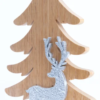 TrendLine Dekofigur Holz Tannenbaum 26 x 16 cm natur-weiß