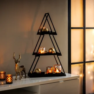 TrendLine Windlicht Glas Rentier Ø 10 cm gold-weiß