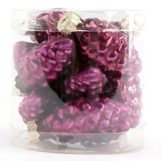 TrendLine Weihnachtskugeln Glas-Tannenzapfen 6 cm magnolienrosa 12 Stück