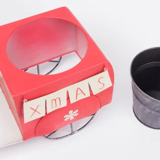 TrendLine Blumentopf Metall Roller Xmas 55 x 33 cm rot