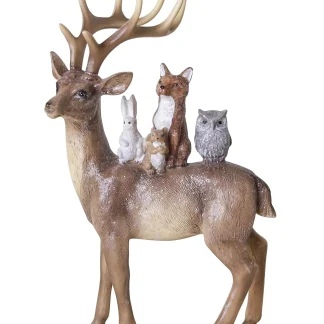 TrendLine Dekofigur Rentier mit Tieren 27 x 16 cm