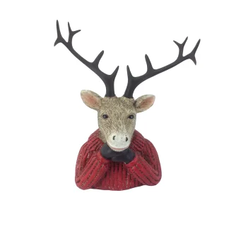 TrendLine Dekofigur Rentier mit Pullover 14 x 11 cm rot