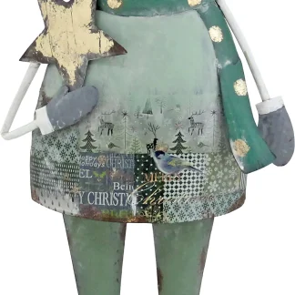 TrendLine Dekofigur Metall Schneemann 63 x 27 cm grün-weiß