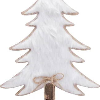 TrendLine Dekofigur Holz Tannenbaum 49 x 23 cm braun-weiß