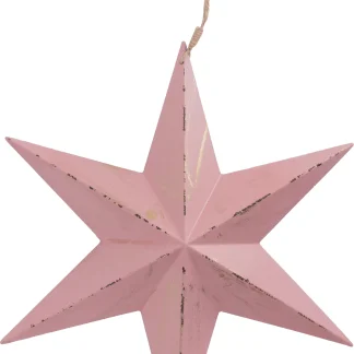 TrendLine Weihnachtsaufhänger Holz Stern 32 x 27 cm rosa