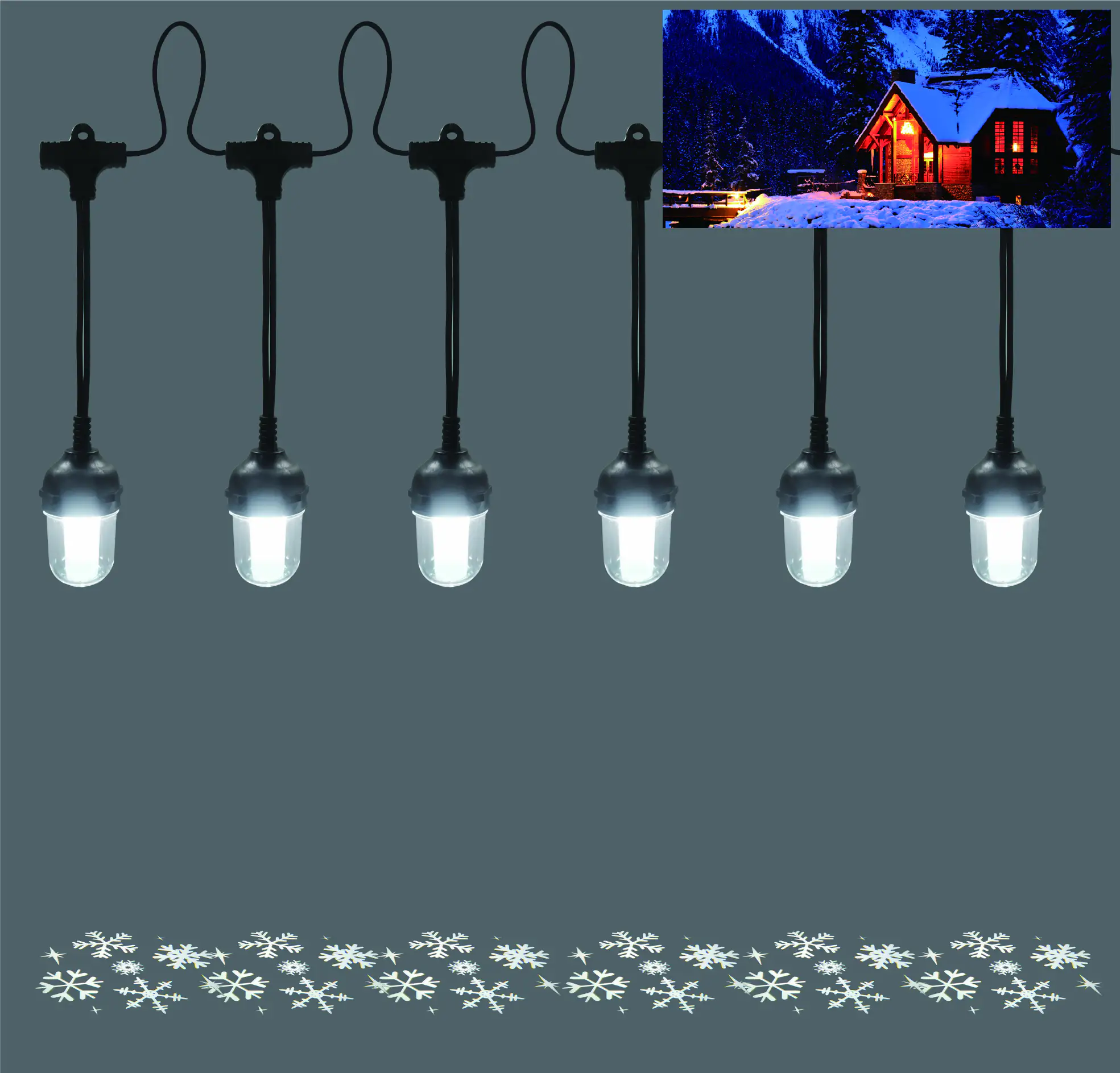 TrendLine LED-Lichterkette Projektor Schneeflocke Außen 2,5 m kaltweiß mit Timer