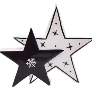 TrendLine Dekofigur Keramik Stern 14 x 12 cm schwarz-weiß
