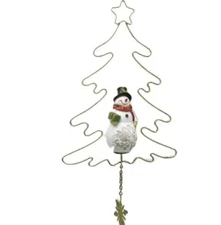 TrendLine Weihnachtsanhänger Tanne mit Schneemann Metall 10 x 83 cm gold