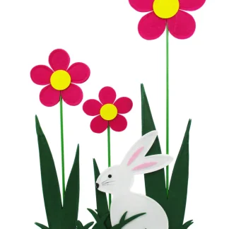 TrendLine Aufsteller Filz-Blumen mit Hase 34 x 7 x 60 cm