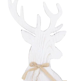 TrendLine Weihnachtsaufsteller Holz Rentier 31 x 18 cm weiß