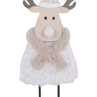 TrendLine Dekofigur Holz Rentier 28 x 11 cm braun weiß