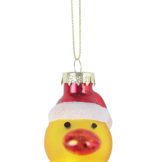 TrendLine Weihnachtskugel aus Glas Ente 9,5 x 6,5 cm gelb-rot