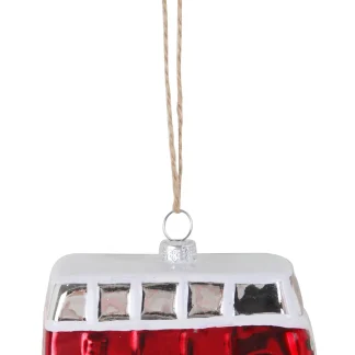 TrendLine Weihnachtskugel aus Glas Bus 5,8 x 8,5 cm weiß-rot