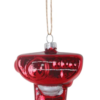 TrendLine Weihnachtskugel aus Glas Kaffeemaschine 9,5 x 7 cm rot-weiß