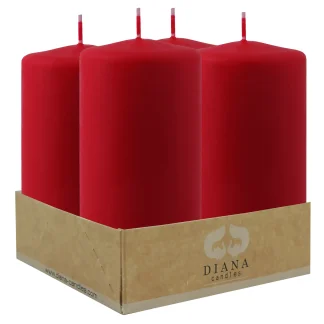 Diana Candles Stumpenkerzen Ø 6 X 11 cm rubinrot 4er Pack