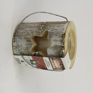 House of Rustic Holzlaterne weiß Stern Motiv Ø 13 x 15 cm