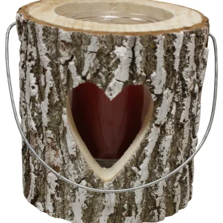 House of Rustic Holzlaterne Herz Ø 21 x 26 cm inkl. Glas und Kerze