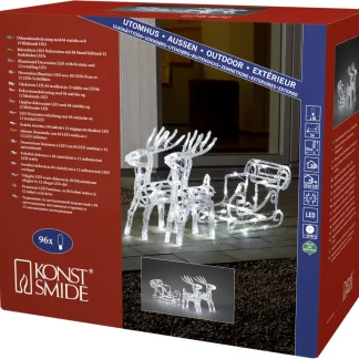 Konstsmide LED Acryl-Set Schlitten mit 2 Rentieren