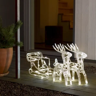 Konstsmide LED Acryl Set Schlitten mit 2 Rentieren 70cm x 18cm x 42cm