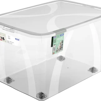 Rotho Aufbewahrungsbox Lona mit Rollen und Deckel 50 L transparent