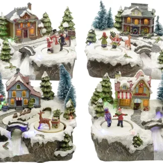 Kaemingk LED Häuser mit Winterlandschaft Szene 8 Lichter 16 x 19 x 15 cm