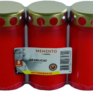 Bolsius Dauerbrenner mit Deckel 5er Packung rot, Höhe: 12 cm
